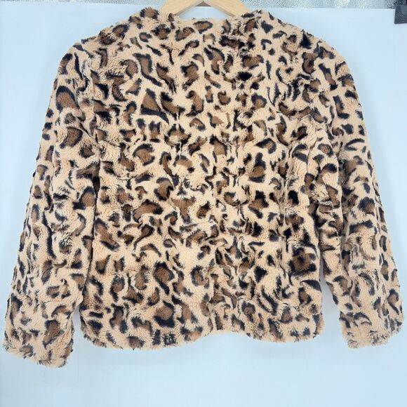 Calvin Klein Leopard Faux Fur Jacket Brown Black Animal Print Women’s Size M - Picture 8 of 10